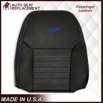 1999-2004 Ford Mustang GT Convertible Custom Blue Stitching Front & Second Row Seat Covers in Dark Charcoal Black: Choose From Variation