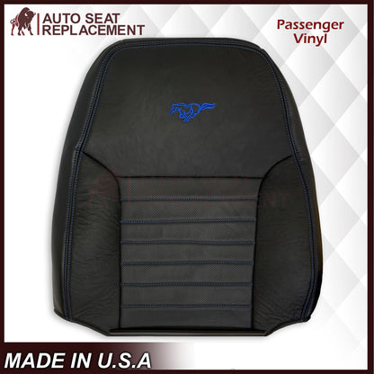 1999-2004 Ford Mustang GT Convertible Custom Blue Stitching Front & Second Row Seat Covers in Dark Charcoal Black: Choose From Variation