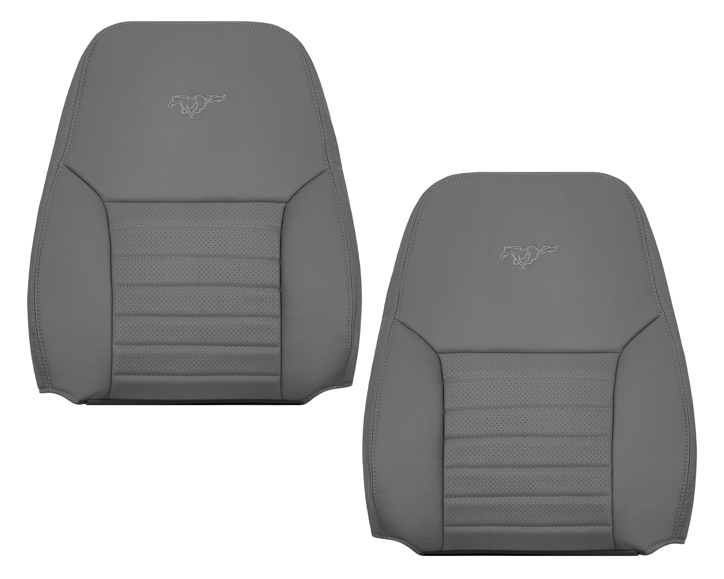 1999-2004 Ford Mustang GT V8 Replacement Cowhide Leather OR Synthetic Leather Seat Cover: Gray, Perforated