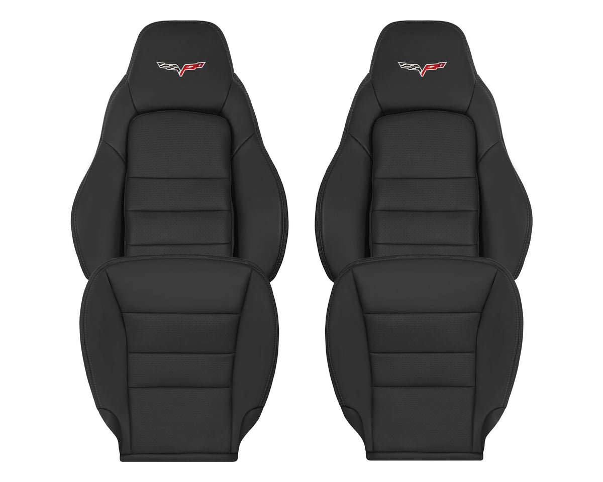 2005 - 2013 Chevy Corvette Replacement Black Perforated Seat Covers