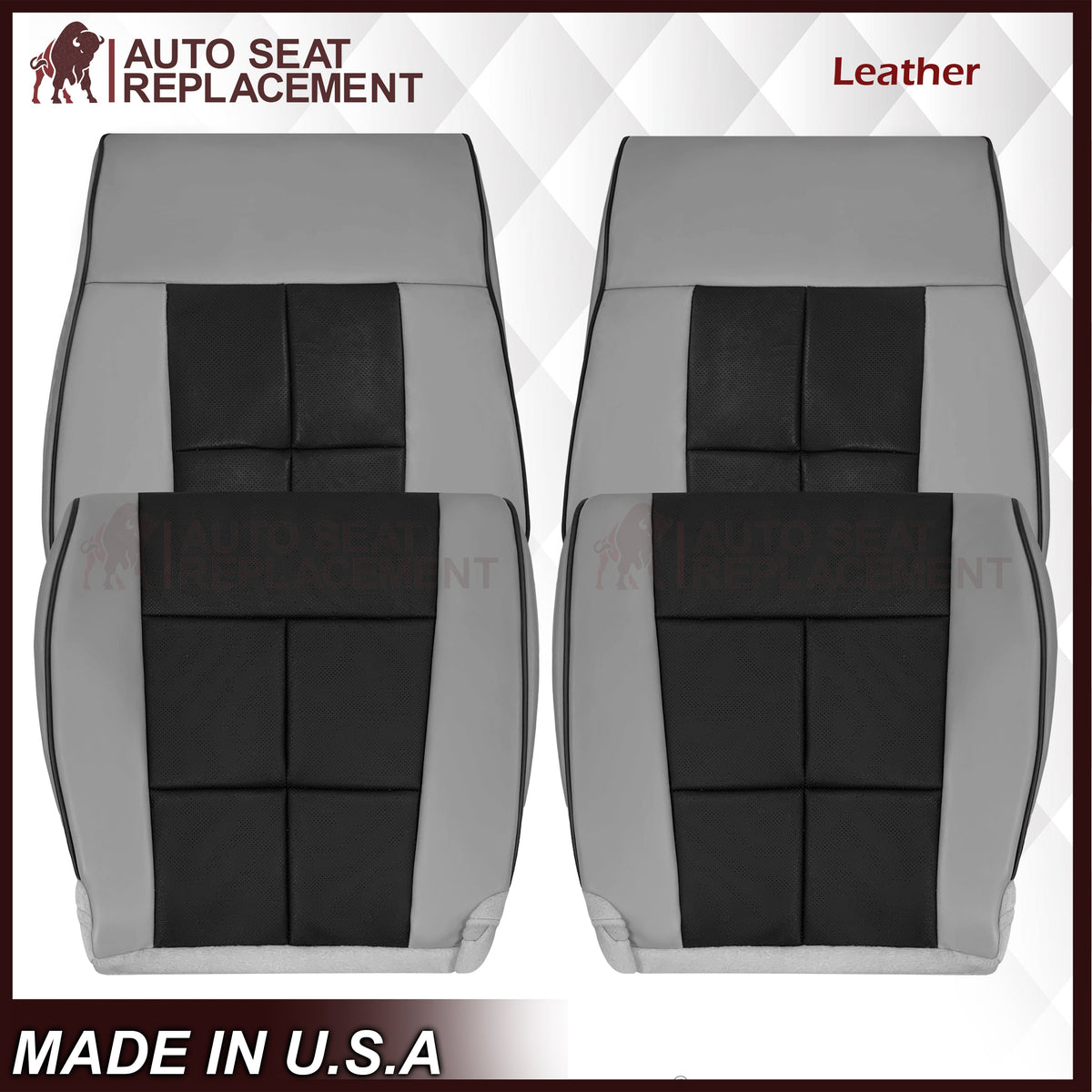 2007 - 2014 Lincoln Navigator Bottom Seat Cover in 2 Tone Gray & Black Leather or Vinyl