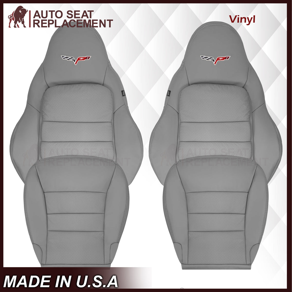 2005-2013 Chevy Corvette Replacement Seat Covers: C6 Gray Perforated