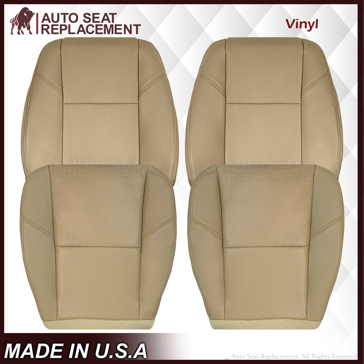 2007-2014 Chevy Silverado Suburban Tahoe Perforated Seat Cover in Light Cashmere Tan: Choose From Variation