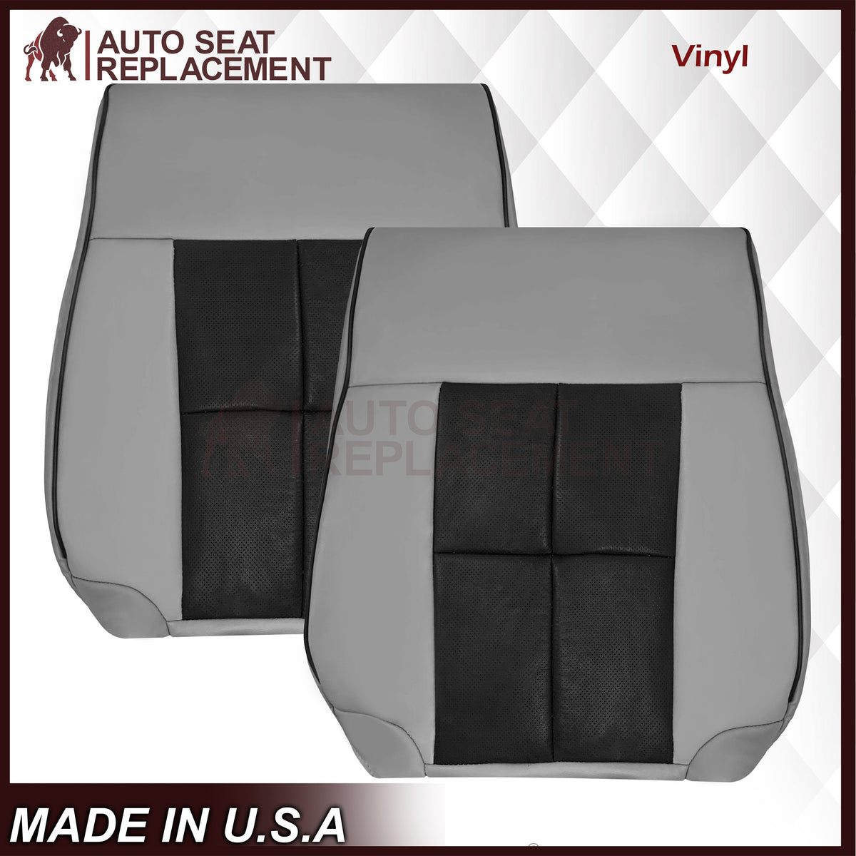 2007 - 2014 Lincoln Navigator Bottom Seat Cover in 2 Tone Gray & Black Leather or Vinyl