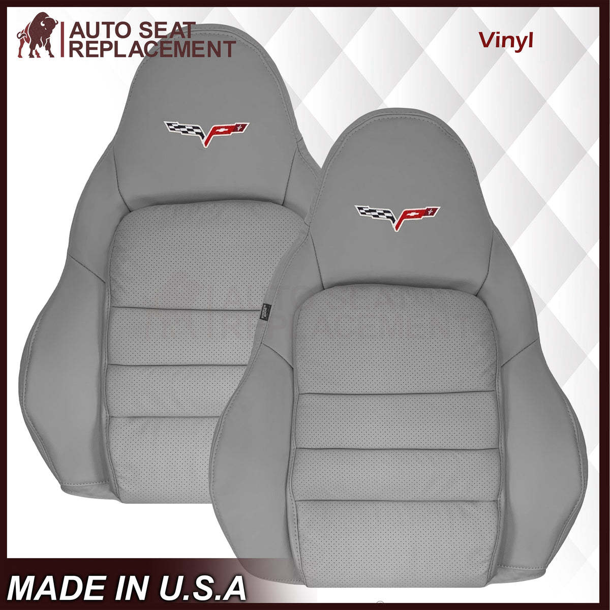 2005-2013 Chevy Corvette Replacement Seat Covers: C6 Gray Perforated