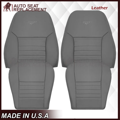1999-2004 Ford Mustang GT V8 Replacement Cowhide Leather OR Synthetic Leather Seat Cover: Gray, Perforated