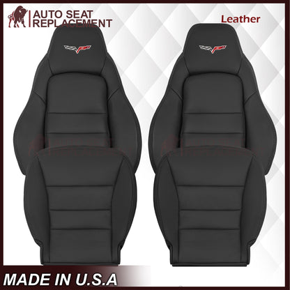 2005 - 2013 Chevy Corvette Replacement Black Perforated Seat Covers