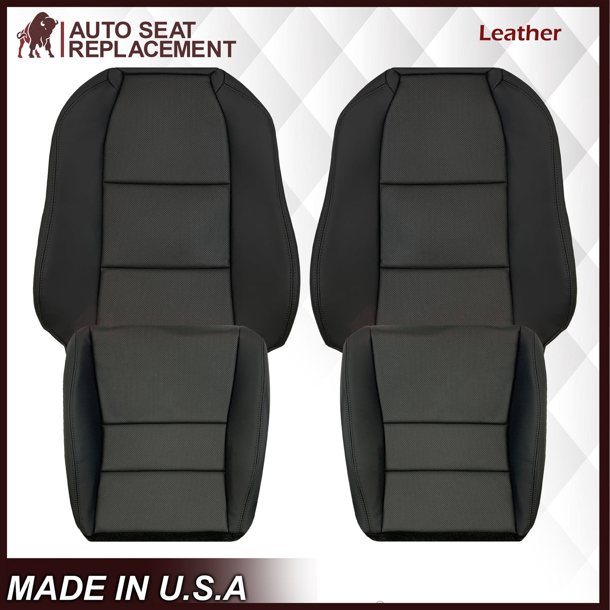 2005 - 2008 Acura TL Driver Or Passenger Replacement Genuine Leather or Synthetic Leather Seat Covers: Perforated Black