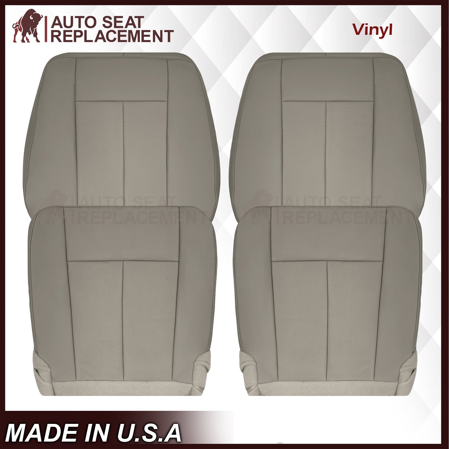 2007-2014 Ford Expedition Eddie Bauer/XLT PERFORATED Leather Replacement Seat Cover in Gray