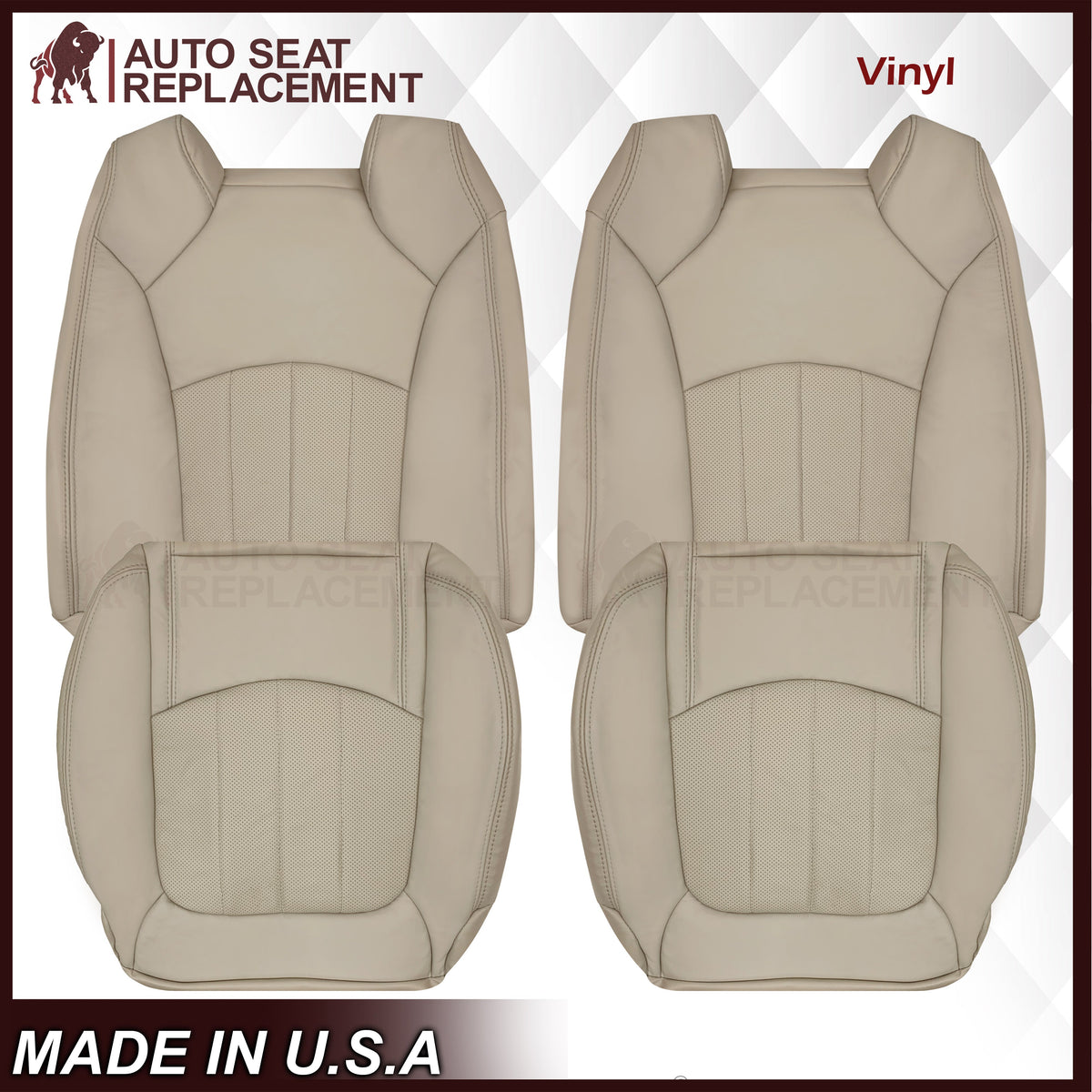 2008-2012 Buick Enclave Perforated Replacement Seat Covers In Tan: Choose Leather or Syn. Leather