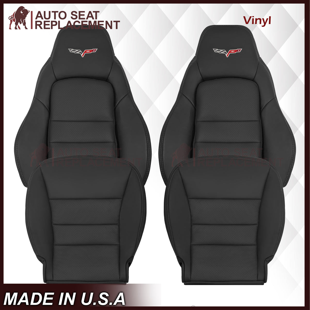 2005 - 2013 Chevy Corvette Replacement Black Perforated Seat Covers