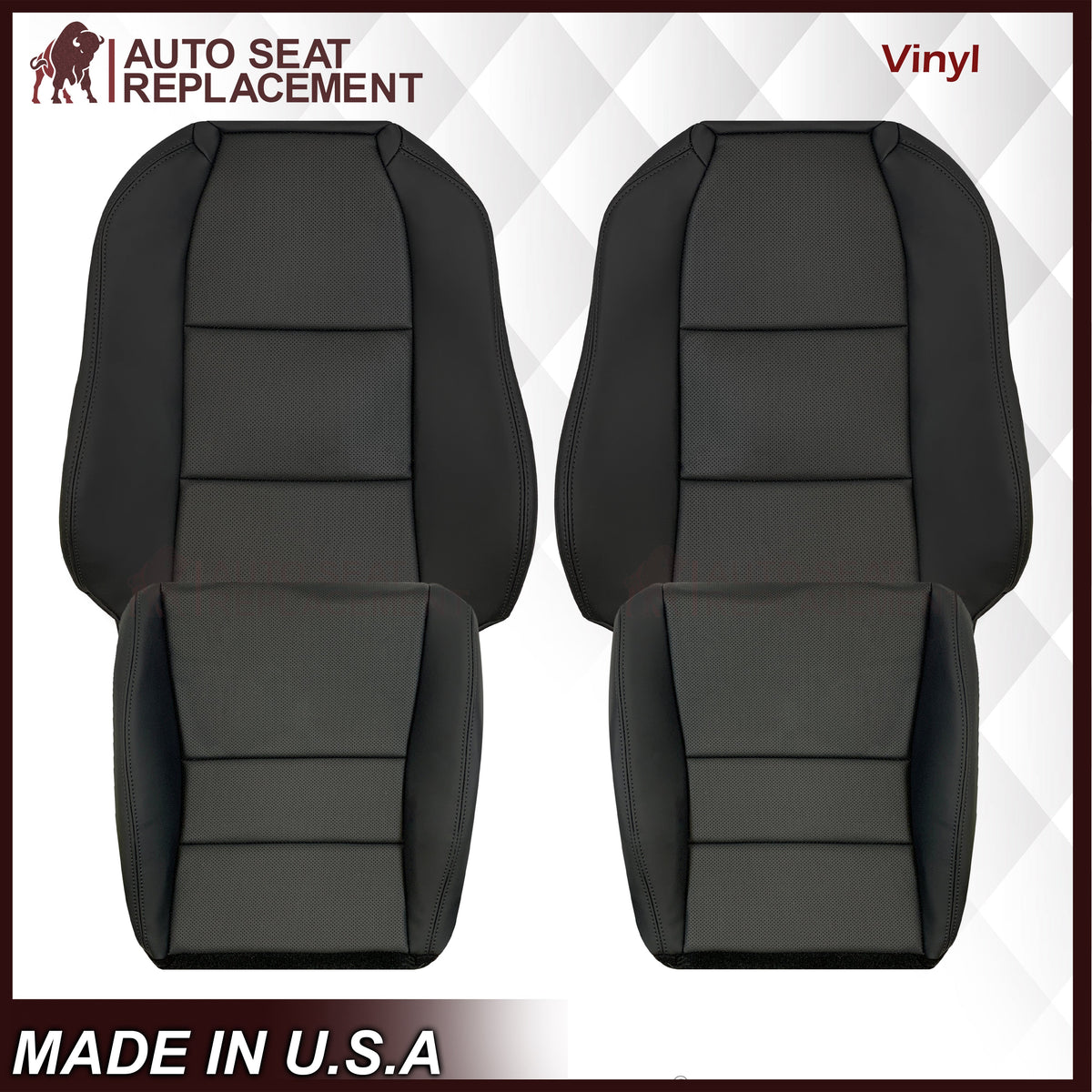 2005 - 2008 Acura TL Driver Or Passenger Replacement Genuine Leather or Synthetic Leather Seat Covers: Perforated Black