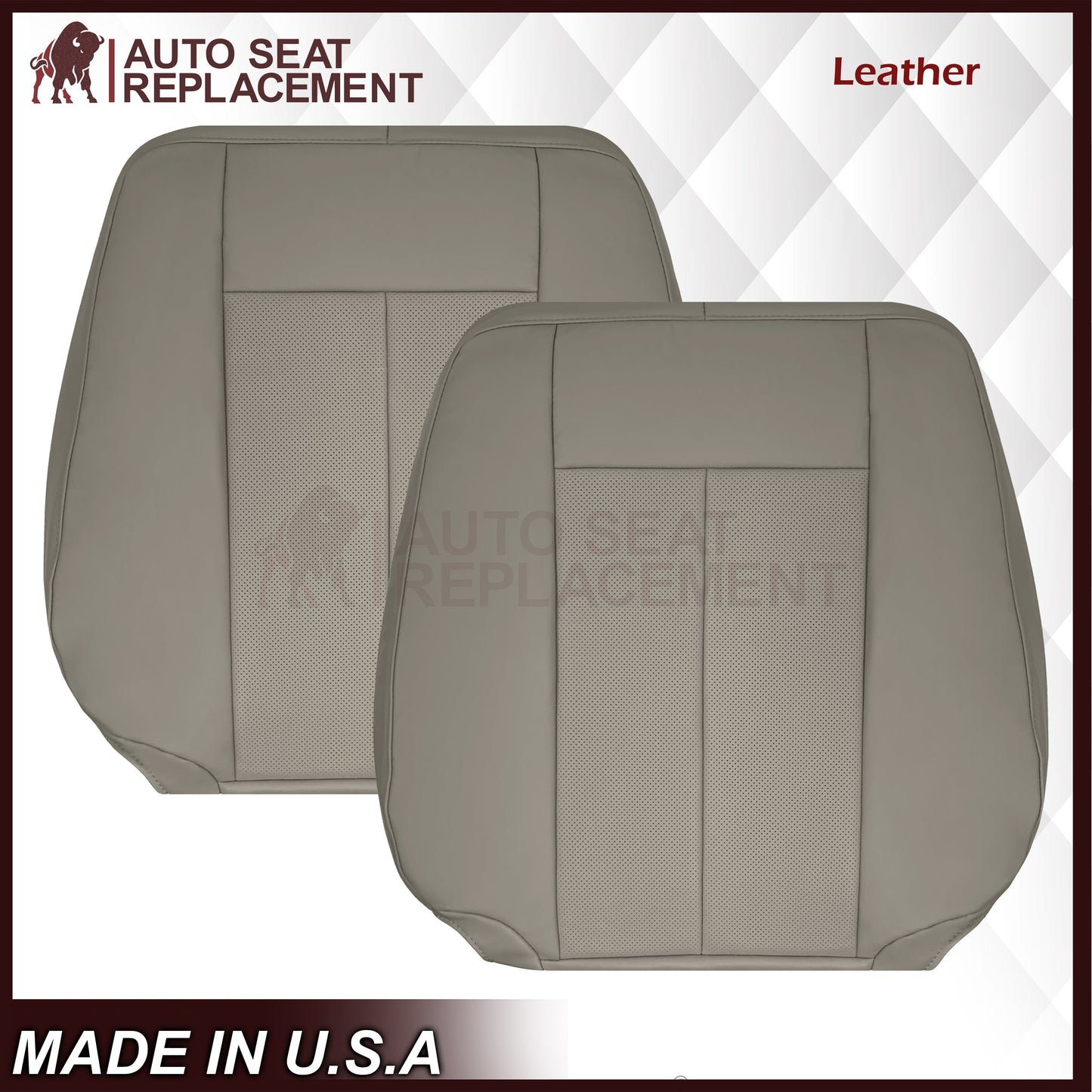 2007-2014 Ford Expedition Eddie Bauer/XLT PERFORATED Leather Replacement Seat Cover in Gray