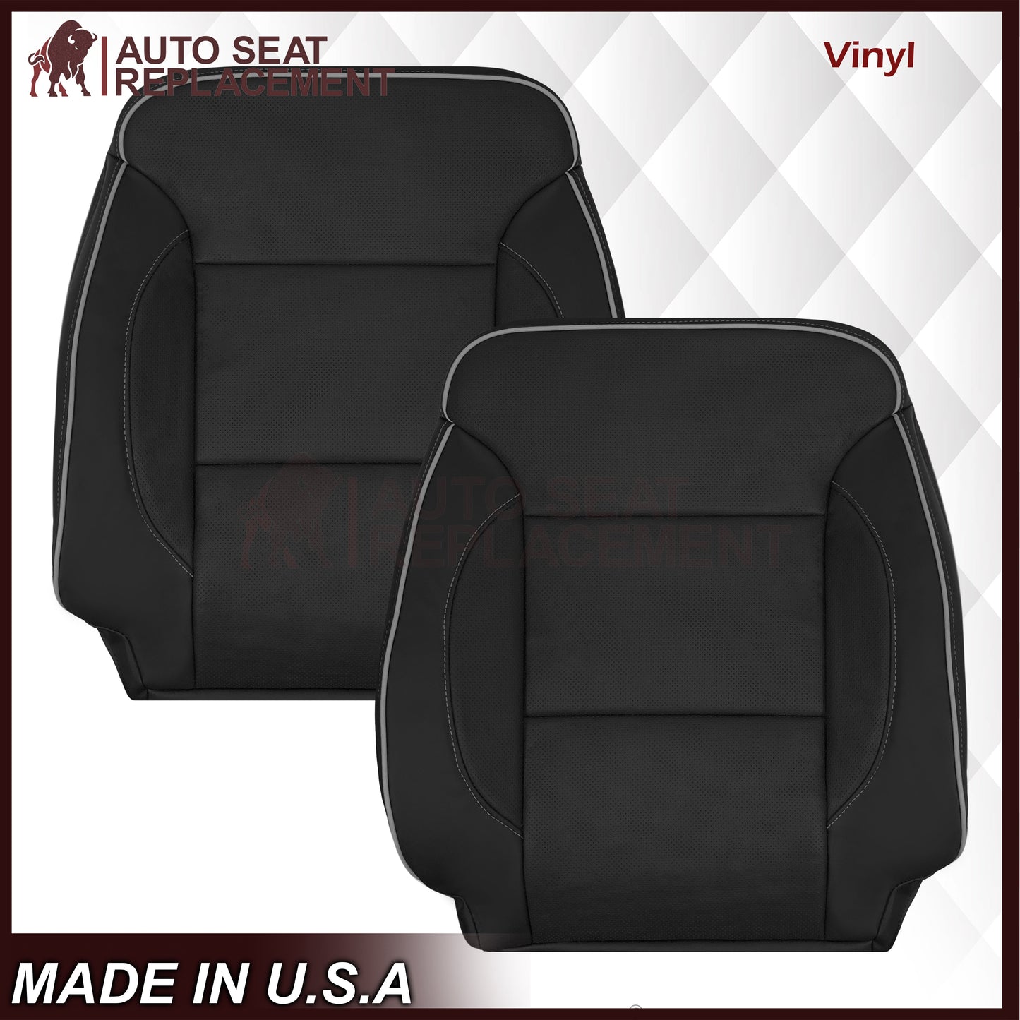 2014-2019 Chevy Silverado 1500 2500HD 3500HD High Country Replacement Perforated Genuine Leather OR Synthetic Leather Seat Covers: Black