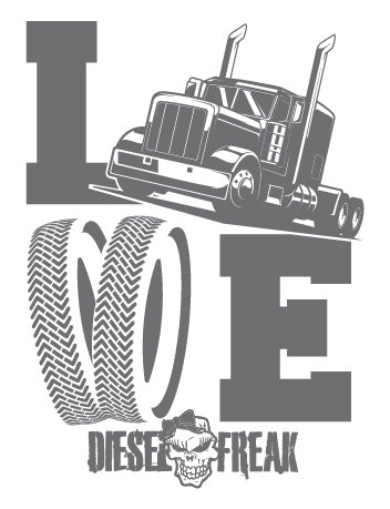 Truckin Love Grey Decal