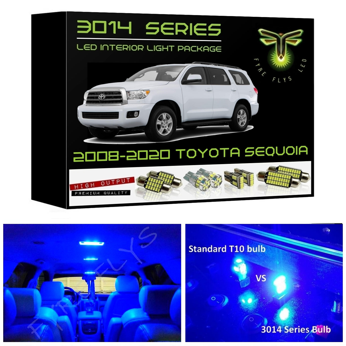 2008-2020 Toyota Sequoia Super Bright 3014 Series LED interior light kit