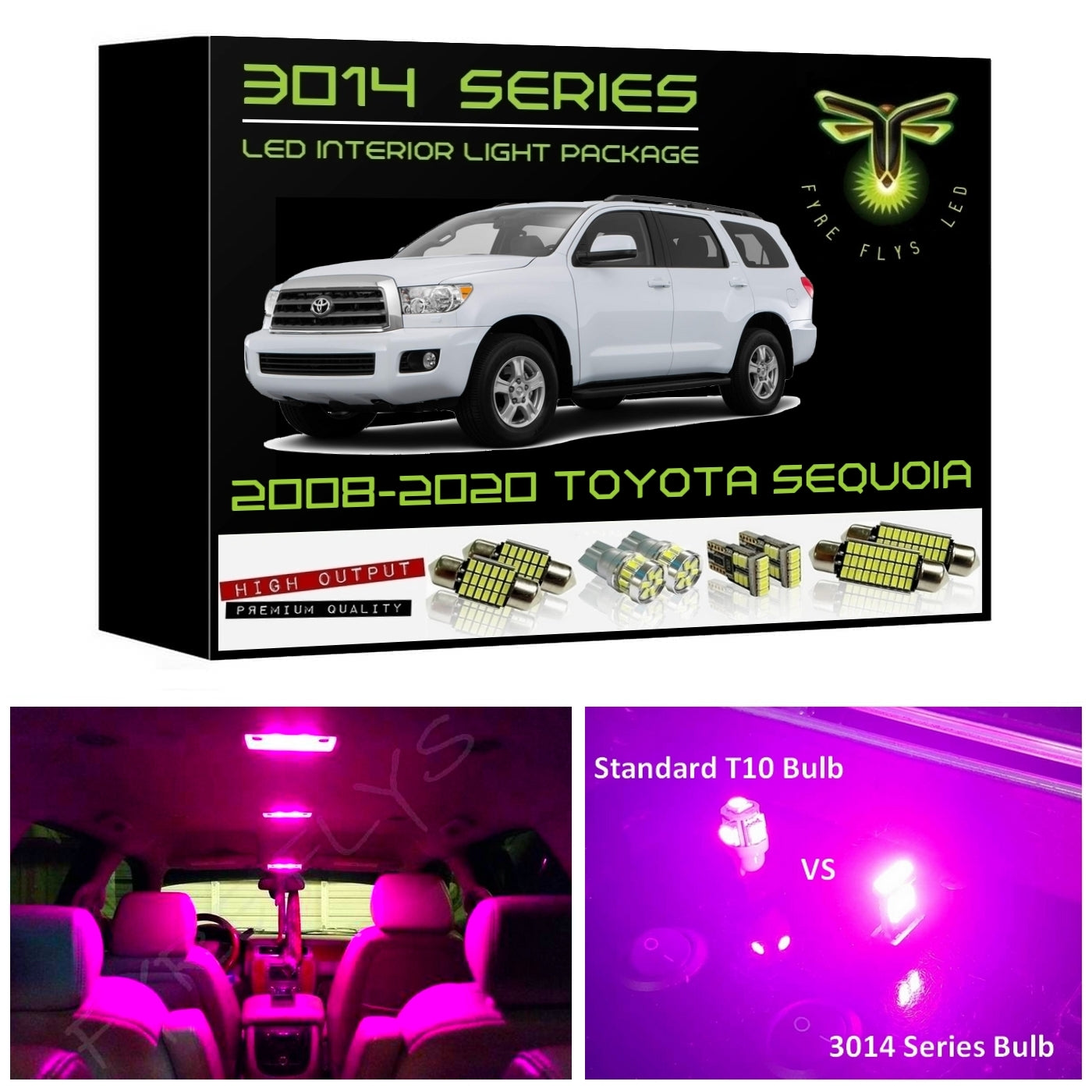 2008-2020 Toyota Sequoia Super Bright 3014 Series LED interior light kit