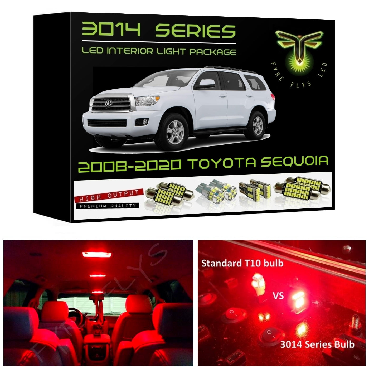 2008-2020 Toyota Sequoia Super Bright 3014 Series LED interior light kit
