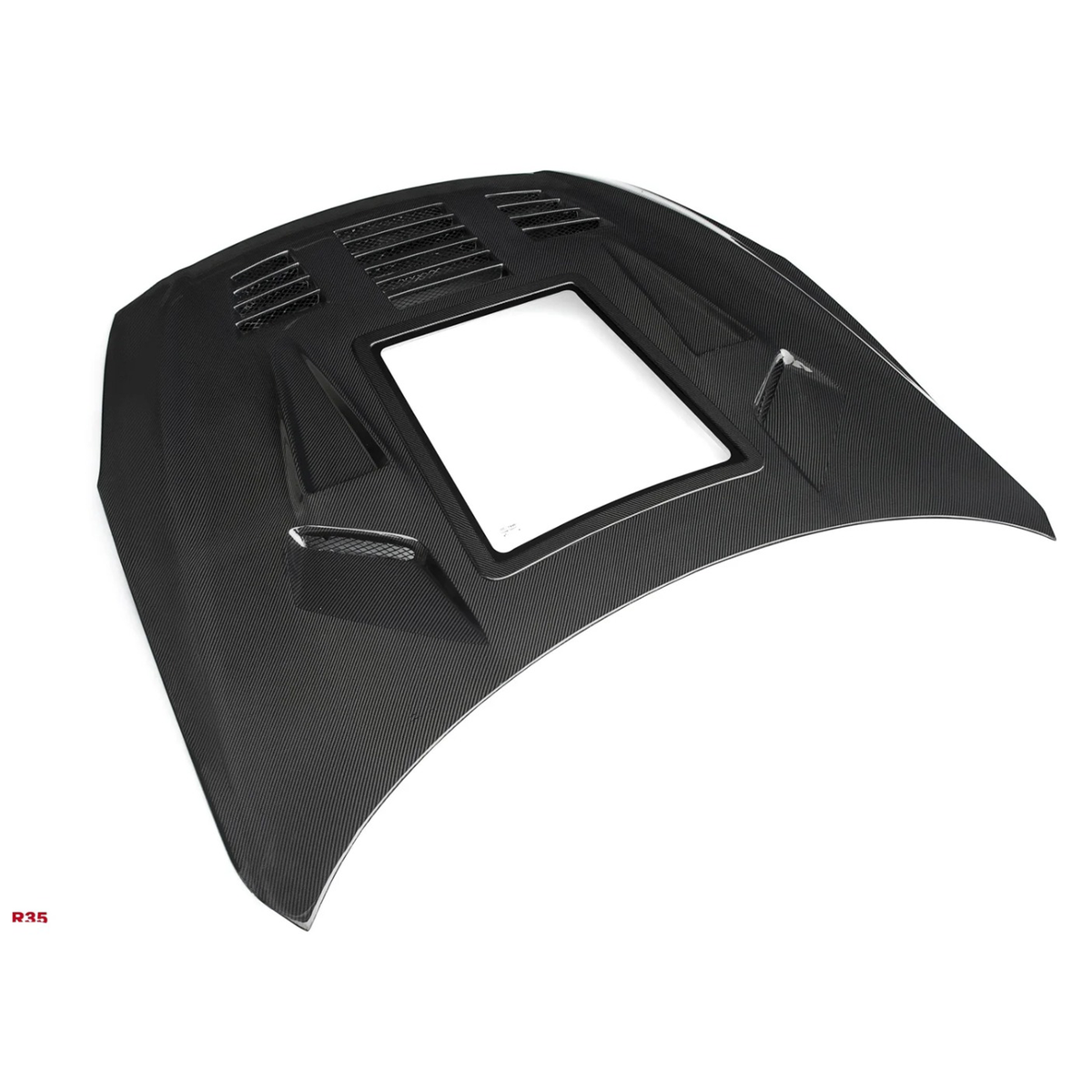 Carbon Fiber Vented Hood with Transparent Window for Nissan GT R R35