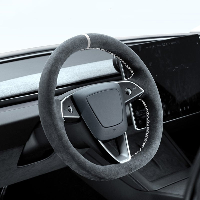 TESERY Alcantara Steering Wheel Cover for Model Y Juniper / Model 3 Highland