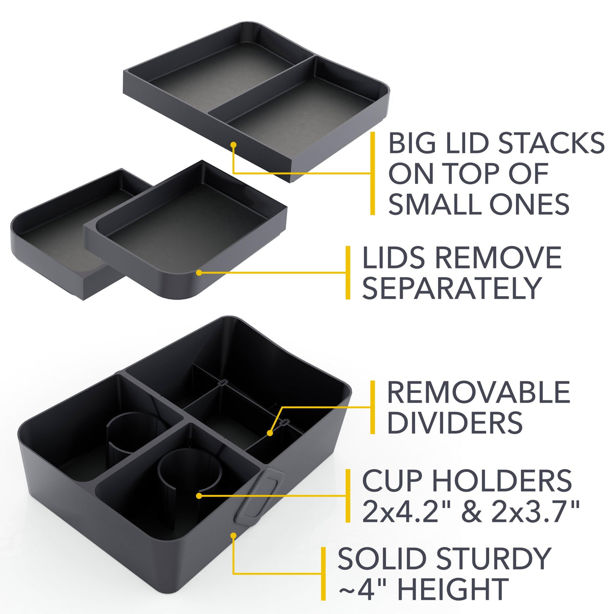 Floor Storage Organizer | Lower Center Console Tray for Rivian R1S & R1T 2021-2027