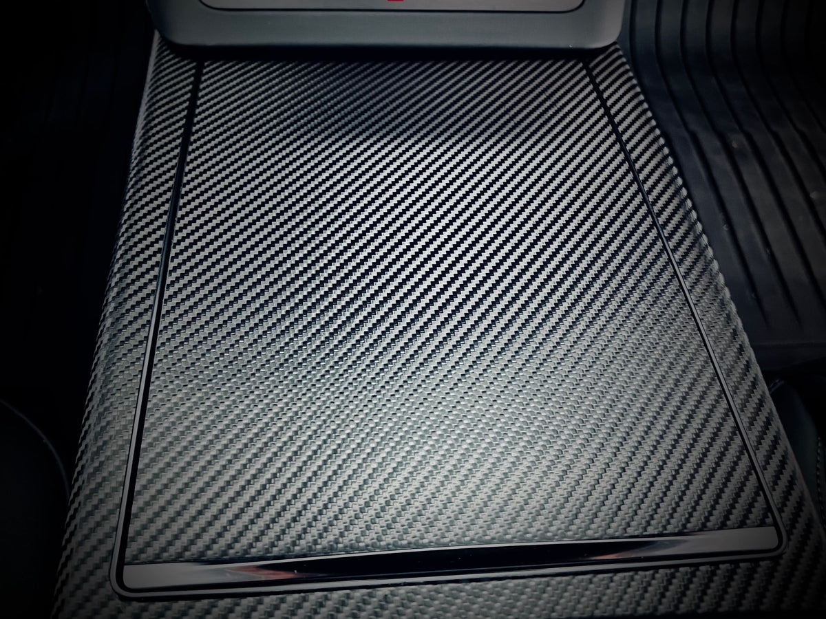 Interior Vinyl Wrap Kit | Tesla Model X 2021-2026 (Refresh)- Plaid Style Black Carbon Fiber