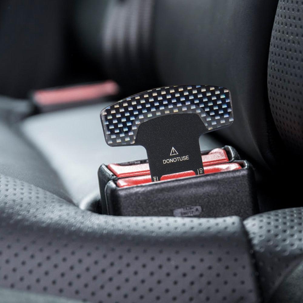 Universal Car Safety Belt Clip Car Seat Belt Buckle Carbon Fiber Car Safety Seat Belt Buckle Alarm Stopper Clip Clamp Extender Car Seat Tool Auto Interior Accessories Vehicle-mounted Bottle Openers Car Accessories