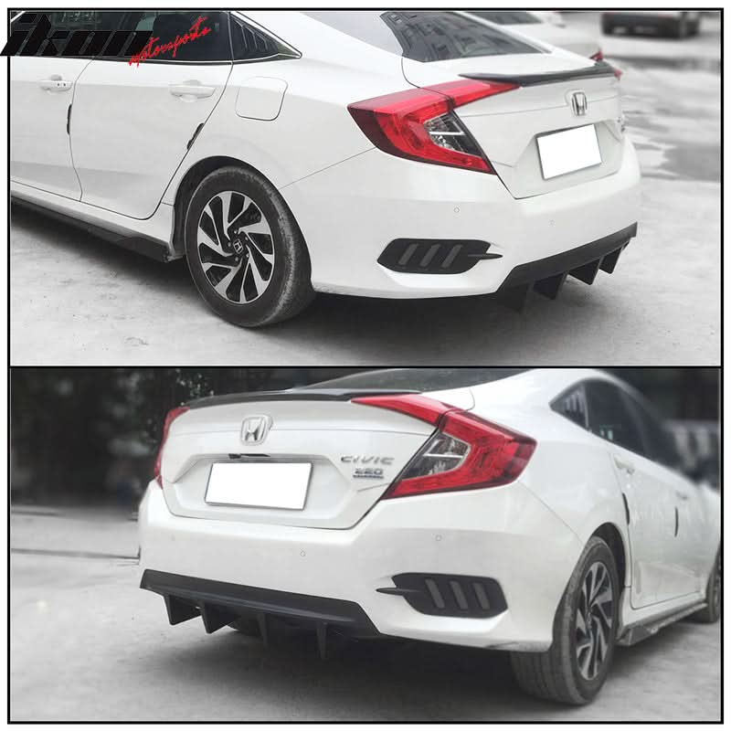 Universal Unpainted Rear Bumper Lip Diffuser Shark Fins ABS 4PC