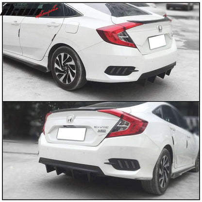 Universal Unpainted Rear Bumper Lip Diffuser Shark Fins ABS 4PC