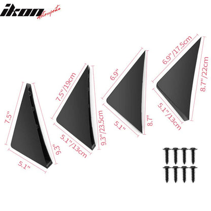 Universal Unpainted Rear Bumper Lip Diffuser Shark Fins ABS 4PC