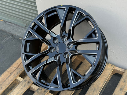 GM3 22x9 6x139.7 +24 78.1 Black+Milled Spokes (FITS GMC SILVERADO TAHOE SIERRA)