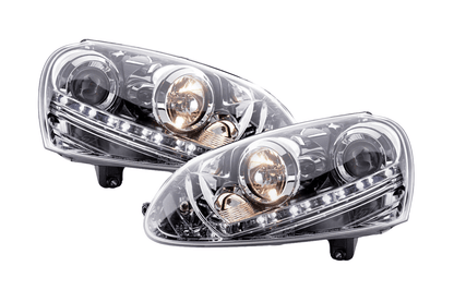 Volkswagen Golf 5 Chrome LED Headlights with Daytime Running Lights (2003 - 2008)