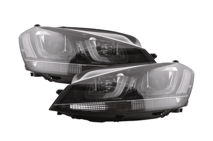 Volkswagen Golf Mk7 Black LED Headlights - R Style Black (12-17)