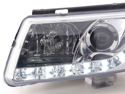 Volkswagen Passat (B5 / 3B) Chrome LED Headlights with Daytime Running Lights (1997 - 2000)