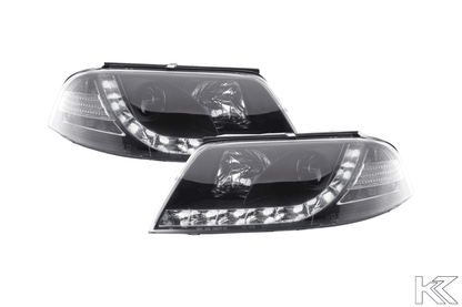 Volkswagen Passat (B5 / 3BG) Black LED Headlights with Daytime Running Lights (2000 - 2005)