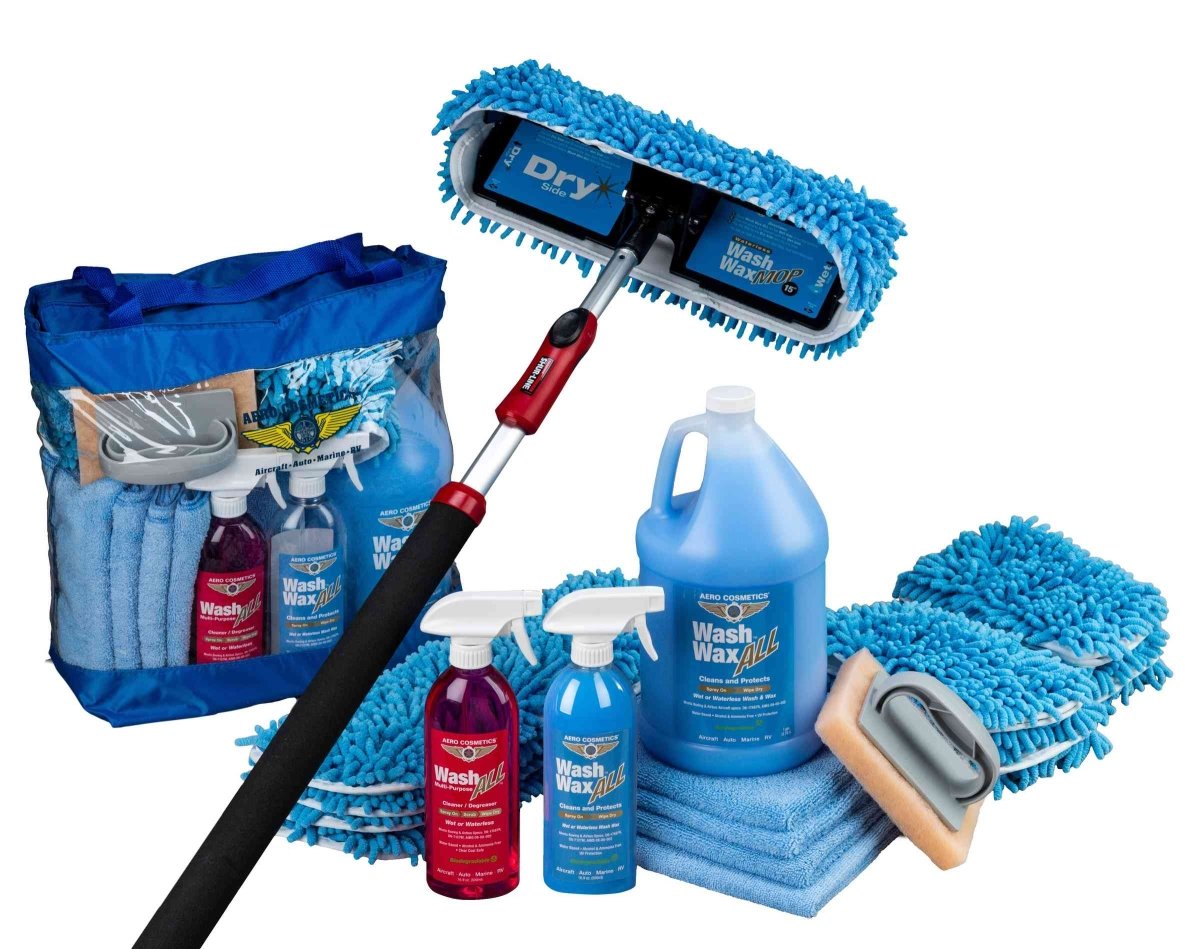 Waterless Mop Kit 15" w/ Easy Reach Shur-Line Pole for RVs & Aircraft