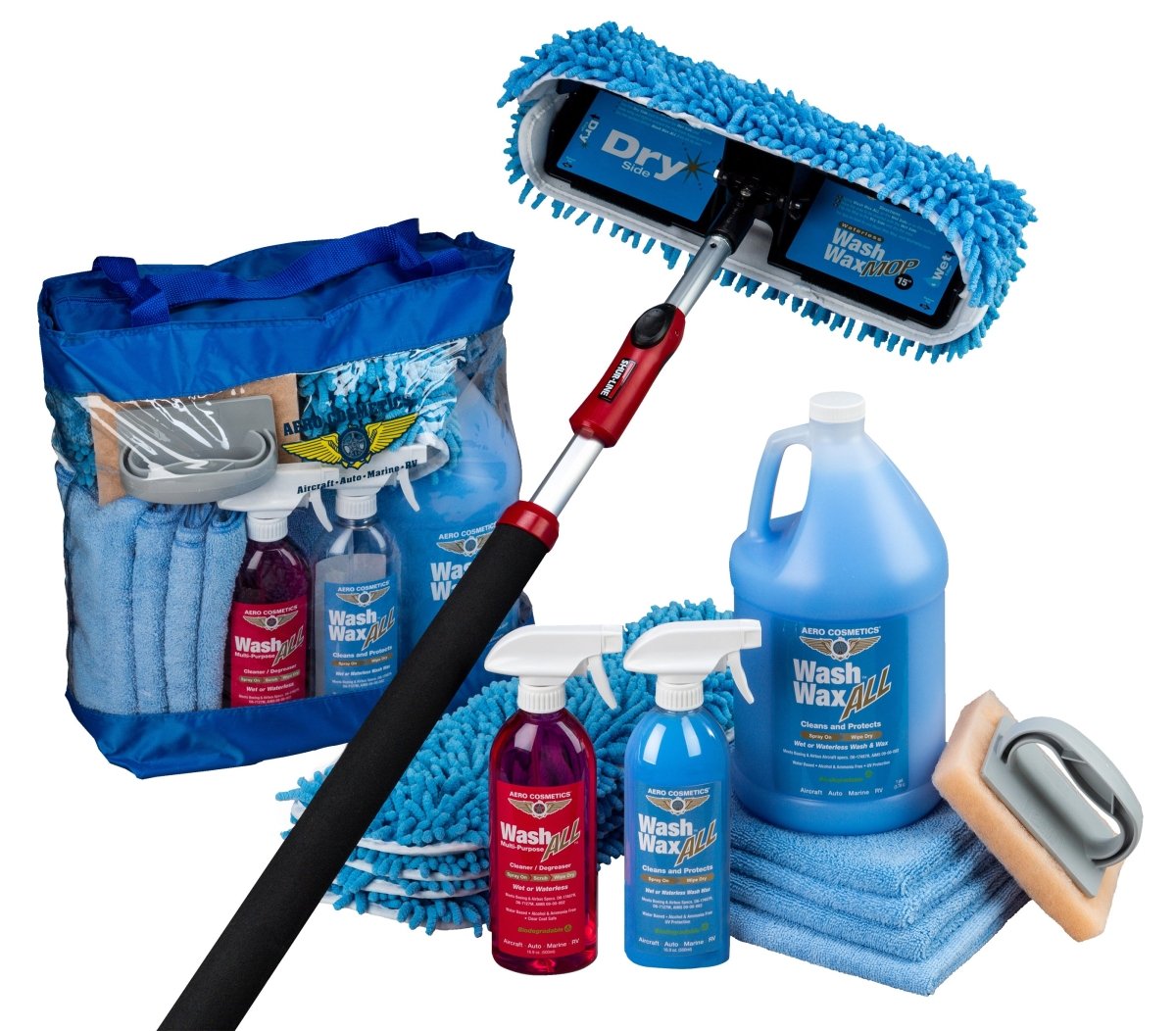 Waterless Mop Kit 15" w/ Easy Reach Shur-Line Pole for RVs & Aircraft
