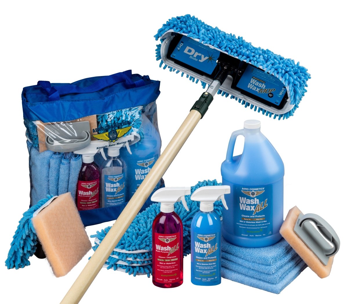 Waterless Mop Kit 15" w/ Easy Reach Shur-Line Pole for RVs & Aircraft