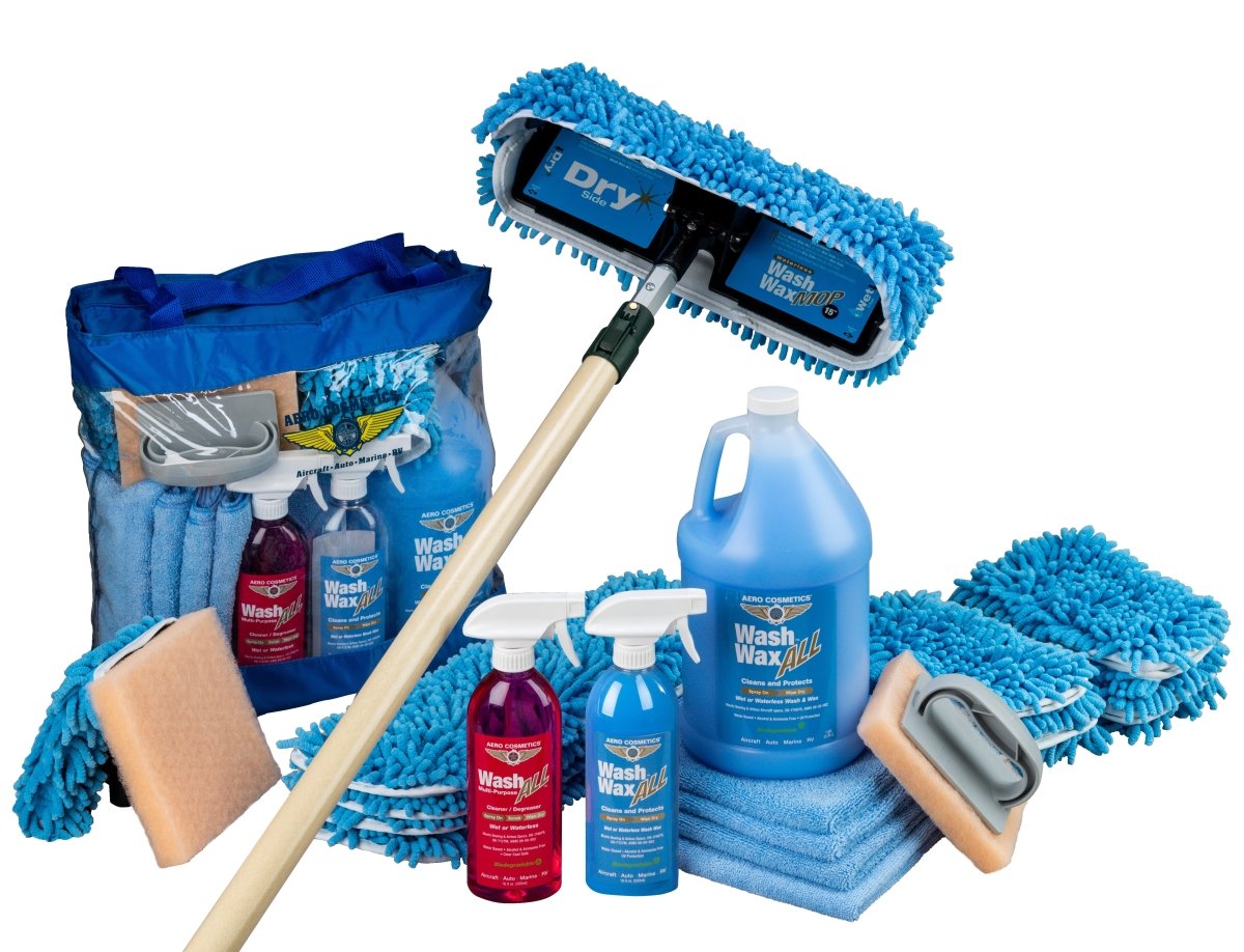 Waterless Mop Kit 15" w/ Easy Reach Shur-Line Pole for RVs & Aircraft