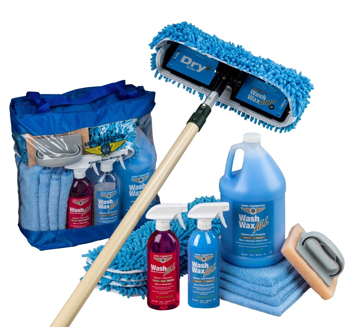 Waterless Mop Kit 15" w/ Easy Reach Shur-Line Pole for RVs & Aircraft