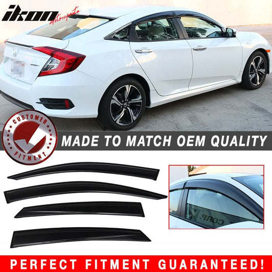 2016-2021 Honda Civic 4Dr Sedan 10th Generation Tape On Window Visor