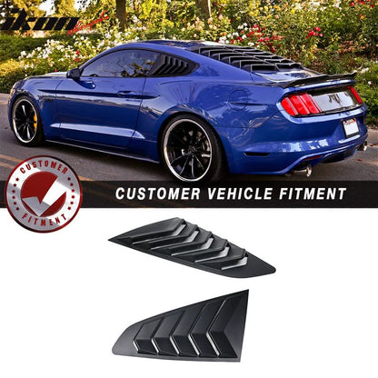 2015-2023 Ford Mustang IKON Unpainted Black Side Window Louvers ABS
