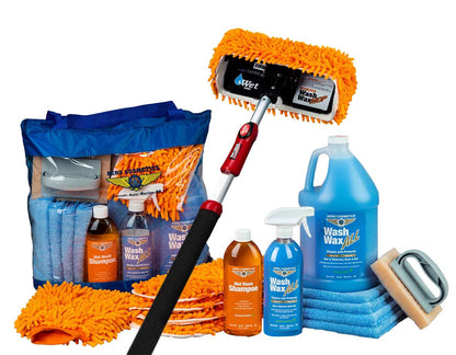 Wet or Waterless Mop Kit 10" w/ Easy Reach Shur-Line Pole for RVs & Aircraft