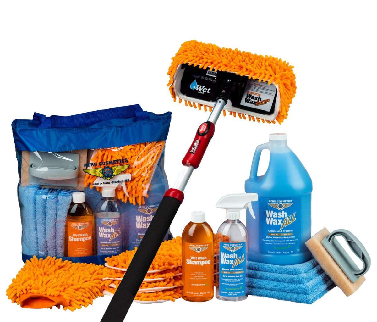 Wet or Waterless Mop Kit 10" w/ Easy Reach Shur-Line Pole for RVs & Aircraft