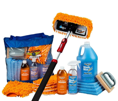 Wet or Waterless Mop Kit 10" w/ Easy Reach Shur-Line Pole for RVs & Aircraft