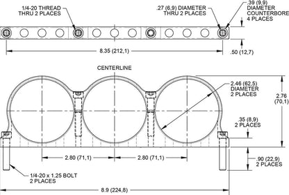 Wilwood Triple Reservoir Bracket Kit Anodized Black 250-16874