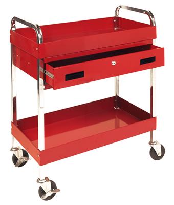 2 SHELF CART W/LOCKING DRAWER