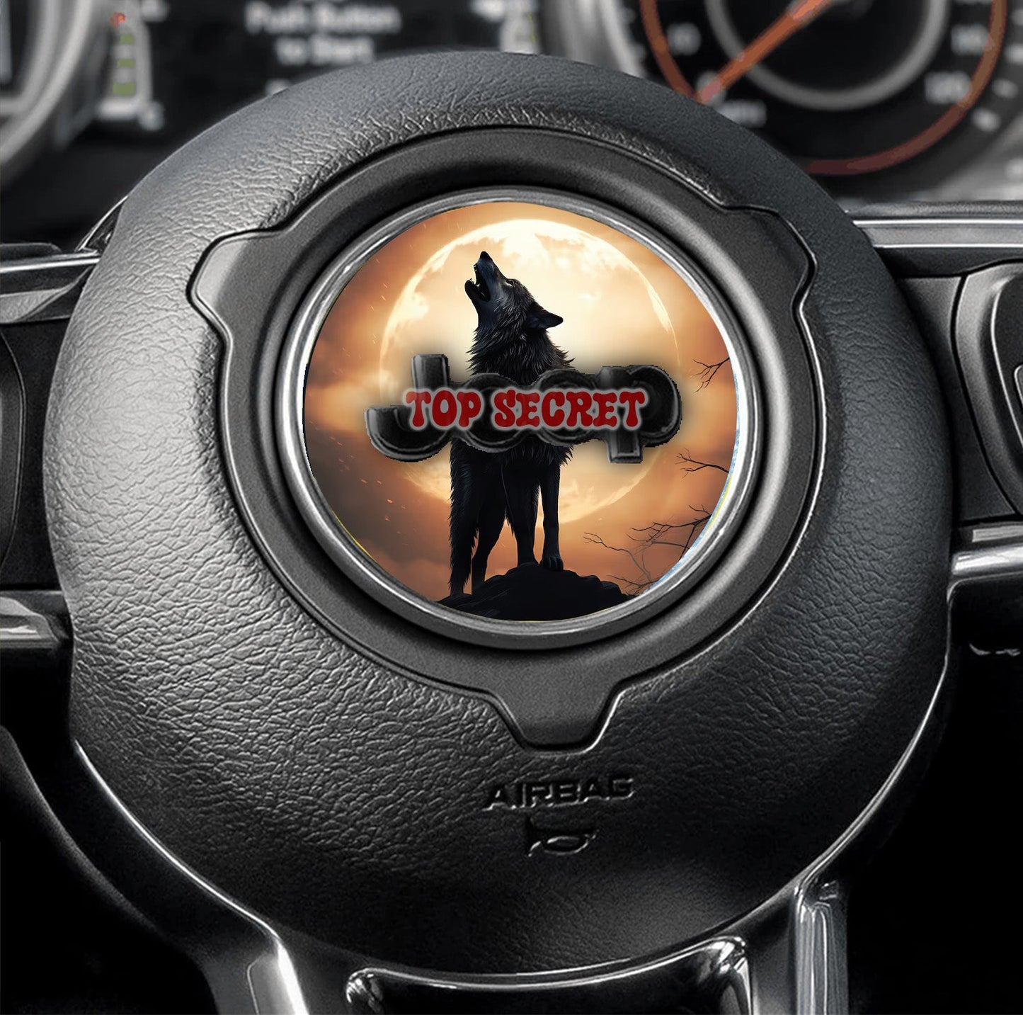 Steering wheel decal Wolf orange moon 226