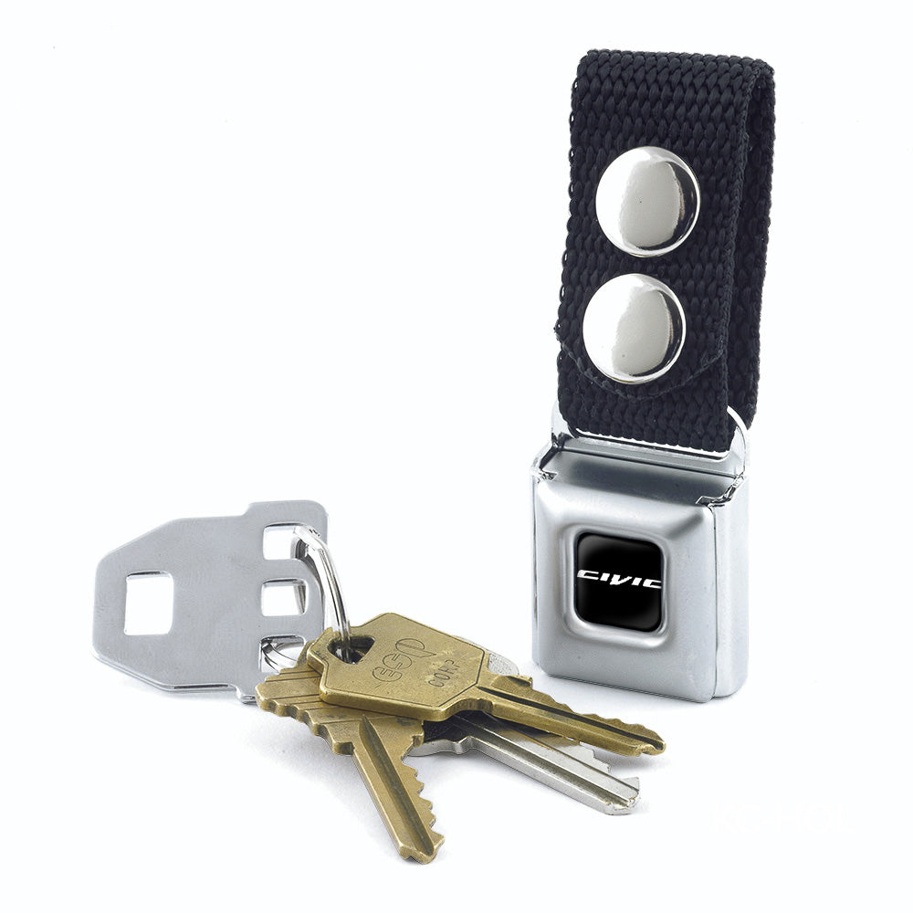 Keychain - Honda CIVIC Logo Full Color Black White - Black