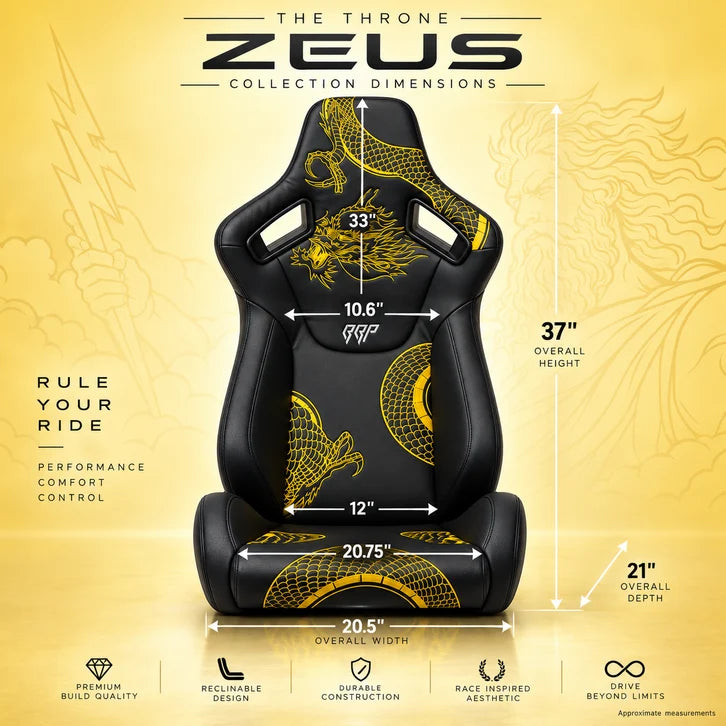 BULL BOOST Ryujin Collection Gold Dragon Reclinable Racing Seats – Pair